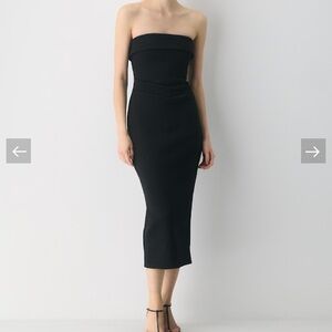 Babaton by Aritzia Strapless Black Midi Sheath Dress
